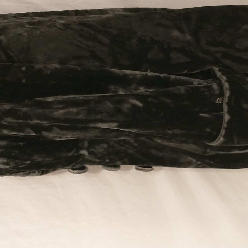 Thick Velvet Vintage Long Coat XL See Measurements Fab Almost Fur Jet Black - Picture 5 of 16